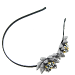 Hair Bands, Iron, with Ribbon & Crystal, Flower, grey, nickel, lead & cadmium free, 140x145x50mm, Sold By PC