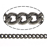 Cadena Ovalada de Metal, chapado en color plomo negro, cadenilla, libre de níquel, plomo & cadmio, 2x1.50x0.30mm, longitud 100 m, Vendido por Grupo