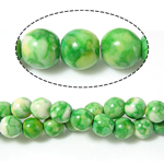 Perles en pierres de fleur de pluie, pierre fleur de pluie, Rond, vert, 14mm, Trou:Environ 1.2-1.4mm, Longueur:Environ 15 pouce, 5Strandstoron/lot, 27PC/brin, Vendu par lot