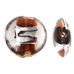 Silver Foil Lampwork Beads, Flat Round, 20x10mm, Hole:Approx 2mm, 100PCs/Bag, Sold By Bag