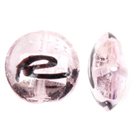 Abalorios de Cristal de Murano con Plata, Redondo aplanado, lámina de plata, Rosado, 20x10mm, agujero:aproximado 2mm, 100PCs/Bolsa, Vendido por Bolsa