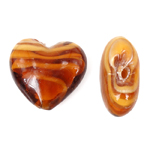 Perles de Murano à torsion intérieure, chalumeau, coeur, brun, 28x26x14mm, Trou:Environ 2mm, 100PC/sac, Vendu par sac