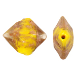 Abalorios de Cristal de Murano con Arena Dorada, Rombo, naranja, 24x18x11mm, agujero:aproximado 3mm, 100PCs/Bolsa, Vendido por Bolsa
