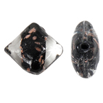 Goldsand Lampwork Perlen, Rhombus, schwarz, 24x18x11mm, Bohrung:ca. 3mm, 100PCs/Tasche, verkauft von Tasche
