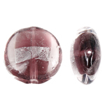 Abalorios de Cristal de Murano con Plata, Redondo aplanado, lámina de plata, Púrpura, 20x9mm, agujero:aproximado 1.5mm, 100PCs/Bolsa, Vendido por Bolsa