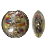 Silver Foil Lampwork Beads, Flat Round, brown, 20x10mm, Hole:Approx 2mm, 100PCs/Bag, Sold By Bag