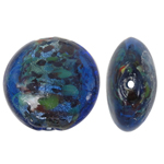 Silver Foil Lampwork Beads, Flat Round, blue, 20x10mm, Hole:Approx 2mm, 100PCs/Bag, Sold By Bag