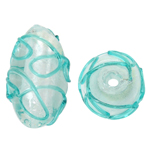 Perles murano faites à la main , chalumeau, ovale, vert, 16x25mm, Trou:Environ 2mm, 100PC/sac, Vendu par sac