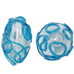 Perles murano faites à la main , chalumeau, ovale, bleu, 16x25mm, Trou:Environ 2mm, 100PC/sac, Vendu par sac