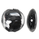 Perles murano faites à la main , chalumeau, Plat rond, noire, 20mm, Trou:Environ 2mm, 100PC/sac, Vendu par sac