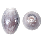 Abalorios de Cristal de Murano con Plata, Óvalo, lámina de plata, Púrpura, 10x17mm, agujero:aproximado 1.5mm, 100PCs/Bolsa, Vendido por Bolsa