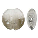 Ezüst fólia Lampwork gyöngyök, Lapos kerek, kétszínű, 20x10mm, Lyuk:Kb 2mm, 100PC-k/Bag, Által értékesített Bag