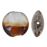 Abalorios de Cristal de Murano con Plata, Redondo aplanado, 2-tono & lámina de plata, 20x10mm, agujero:aproximado 2mm, 100PCs/Bolsa, Vendido por Bolsa