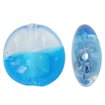 Silver Foil Lampwork Beads, Flat Round, two tone, 20x10mm, Hole:Approx 2mm, 100PCs/Bag, Sold By Bag