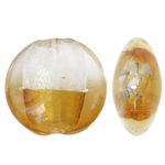 Silberfolie Lampwork Perlen, flache Runde, zweifarbig, 20x10mm, Bohrung:ca. 2mm, 100PCs/Tasche, verkauft von Tasche