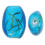 Perles murano faites à la main , chalumeau, ovale, bleu, 22x29x12mm, Trou:Environ 2mm, 100PC/sac, Vendu par sac