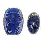 Granulos artesanais de  Lampwork, vidrilho, Oval, azul, 22x29x12mm, Buraco:Aprox 2mm, 100PCs/Bag, vendido por Bag