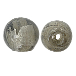 Abalorios de Cristal de Murano con Plata, Esférico, lámina de plata, gris, 8mm, agujero:aproximado 1mm, 100PCs/Bolsa, Vendido por Bolsa