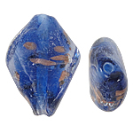 Perles de Murano sable d'or, chalumeau, spiral, bleu, 21x29x10mm, Trou:Environ 2mm, 100PC/sac, Vendu par sac