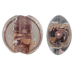 Abalorios de Cristal de Murano con Arena Dorada, Redondo aplanado, 12x8mm, agujero:aproximado 1.5mm, 100PCs/Bolsa, Vendido por Bolsa