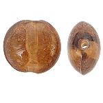 Perles de Murano sable d'or, chalumeau, Plat rond, brun, 12x8mm, Trou:Environ 1.5mm, 100PC/sac, Vendu par sac