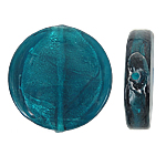 Бусины Lampwork с серебряной фольгой, Лэмпворк, Плоская круглая форма, серебрянная фольга, голубой, 28x6mm, отверстие:Приблизительно 2mm, 100ПК/сумка, продается сумка