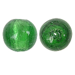 Abalorios de Cristal de Murano con Plata, Esférico, lámina de plata, verde, 18mm, agujero:aproximado 2mm, 100PCs/Bolsa, Vendido por Bolsa