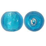Perles murano feuille d'argent, chalumeau, Rond, bleu, 18mm, Trou:Environ 2mm, 100PC/sac, Vendu par sac