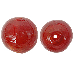 Perles murano feuille d'argent, chalumeau, Rond, rouge, 18mm, Trou:Environ 2mm, 100PC/sac, Vendu par sac