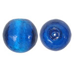 Silver Foil Lampwork Beads Round blue 18mm Approx 2mm Sold By Bag