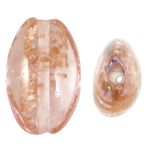 Perles de Murano sable d'or, chalumeau, ovale, rose, 17x25x9mm, Trou:Environ 2mm, 100PC/sac, Vendu par sac