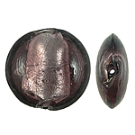 Perles murano feuille d'argent, chalumeau, Plat rond, rouge, 20x10mm, Trou:Environ 2mm, 100PC/sac, Vendu par sac