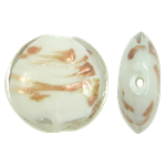 Perles de Murano sable d'or, chalumeau, Plat rond, 28x14mm, Trou:Environ 2.5mm, 100PC/sac, Vendu par sac