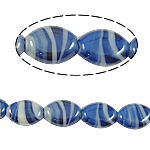 Granulos artesanais de  Lampwork, vidrilho, Oval, azul, 14x18x7mm, Buraco:Aprox 2.5mm, 100PCs/Bag, vendido por Bag