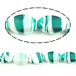 Perles murano faites à la main , chalumeau, ovale, vert, 14x18x7mm, Trou:Environ 2.5mm, 100PC/sac, Vendu par sac