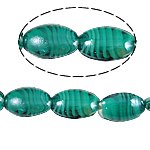 Innerer Twist Lampwork Perlen, oval, grün, 18x25x10mm, Bohrung:ca. 2mm, 100PCs/Tasche, verkauft von Tasche