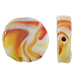Perles murano faites à la main , chalumeau, pièce de monnaie, 20x5mm, Trou:Environ 1mm, 100PC/sac, Vendu par sac