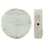 Perles murano faites à la main , chalumeau, pièce de monnaie, blanc, 20x5mm, Trou:Environ 1mm, 100PC/sac, Vendu par sac