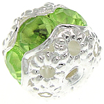 Strass Messing Perlen, Trommel, silberfarben plattiert, mit Acryl Strass & hohl, frei von Nickel, Blei & Kadmium, 8.50x7.50mm, Bohrung:ca. 1.2mm, 100PCs/Tasche, verkauft von Tasche