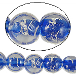 Abalorios de Cristal de Murano con Plata, Redondo aplanado, lámina de plata, azul profundo, 16x8mm, agujero:aproximado 1.5mm, 100PCs/Bolsa, Vendido por Bolsa