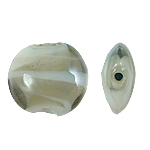 Ruční Lampwork korálky, Vinuté, Flat Round, šedá, 16x8mm, Otvor:Cca 2mm, 100PC/Bag, Prodáno By Bag