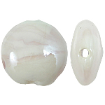 Perles murano faites à la main , chalumeau, Plat rond, blanc, 16x8mm, Trou:Environ 2mm, 100PC/sac, Vendu par sac