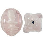Abalorios de Cristal de Murano con Interior Trenzado, Óvalo, Rosado, 12x17mm, agujero:aproximado 2mm, 100PCs/Bolsa, Vendido por Bolsa