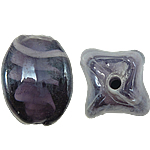 Abalorios de Cristal de Murano con Interior Trenzado, Óvalo, Púrpura, 12x17mm, agujero:aproximado 2mm, 100PCs/Bolsa, Vendido por Bolsa
