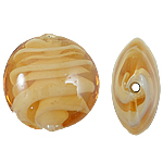 Abalorios de Cristal de Murano con Interior Trenzado, Óvalo, naranja, 15x8mm, agujero:aproximado 2mm, 100PCs/Bolsa, Vendido por Bolsa