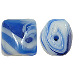 Abalorios de Cristal Murano hecho a mano, Cristal de murano, Tubo, azul, 14x16x13mm, agujero:aproximado 2.5mm, 100PCs/Bolsa, Vendido por Bolsa