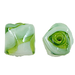 Abalorios de Cristal Murano hecho a mano, Cristal de murano, Tubo, verde, 14x16x13mm, agujero:aproximado 2.5mm, 100PCs/Bolsa, Vendido por Bolsa