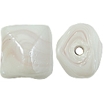 Perles murano faites à la main , chalumeau, tube, blanc, 14x16x13mm, Trou:Environ 2.5mm, 100PC/sac, Vendu par sac
