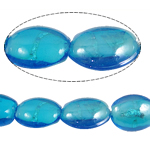 Perles murano feuille d'argent, chalumeau, ovale, couleur bleu foncé, 16x21x9mm, Trou:Environ 1.5mm, 100PC/sac, Vendu par sac