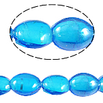 Abalorios de Cristal de Murano con Plata, Óvalo, lámina de plata, azul, 16x21x9mm, agujero:aproximado 1.5mm, 100PCs/Bolsa, Vendido por Bolsa